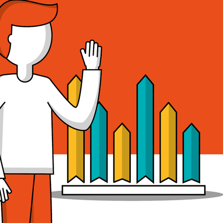 success business creative statistics man hand up vector illustrationのイラスト素材