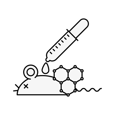 biology laboratory mouse dropper pouring liquid vector illustration thin lineのイラスト素材