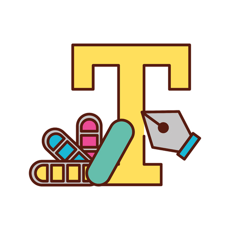 graphic design type tools color tone fountain pen vector illustrationのイラスト素材
