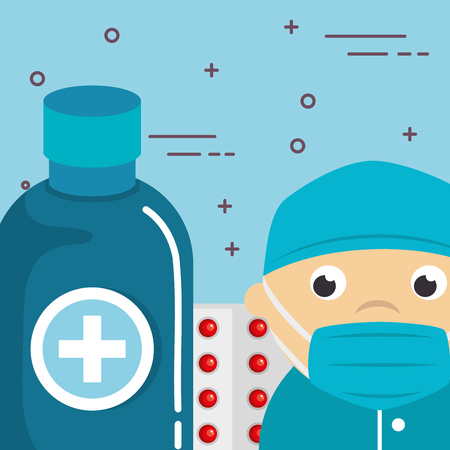 surgeon with medical healthcare icons vector illustration designのイラスト素材