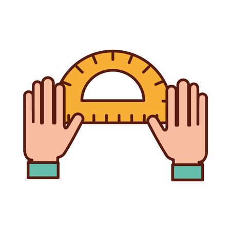 graphic designer hands with protractor tool vector illustrationのイラスト素材