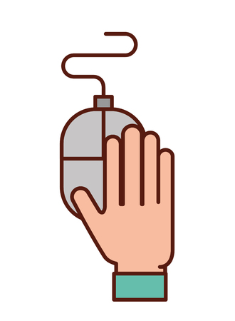 hand holding mouse device equipment vector illustrationのイラスト素材