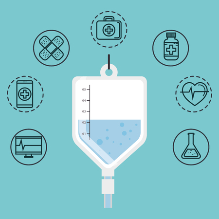 medicine bag with medical healthcare icons vector illustration designのイラスト素材