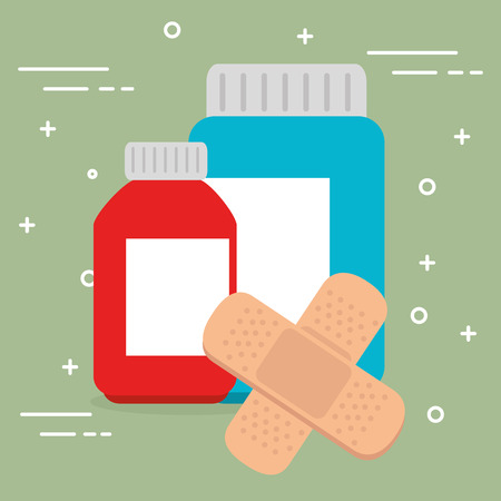bottle drugs with medical healthcare icons vector illustration designのイラスト素材