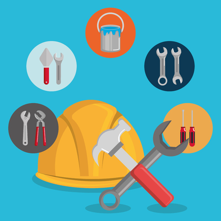 helmet with under construction equipment vector illustration designのイラスト素材