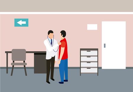 medical people health hospital office patient and doctor cheeking vector illustrationのイラスト素材