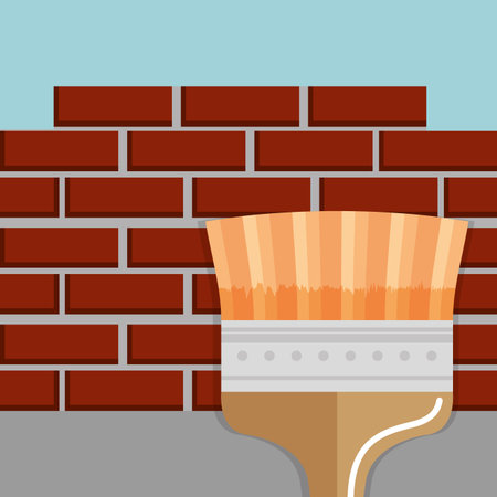 paint brush with wall vector illustration designのイラスト素材