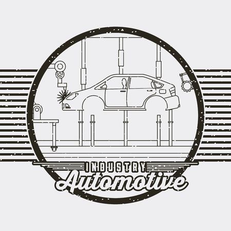 automotive industry body car production conveyor vector illustrationのイラスト素材