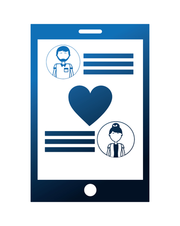 smartphone with chat and couple isolated icon vector illustration designのイラスト素材