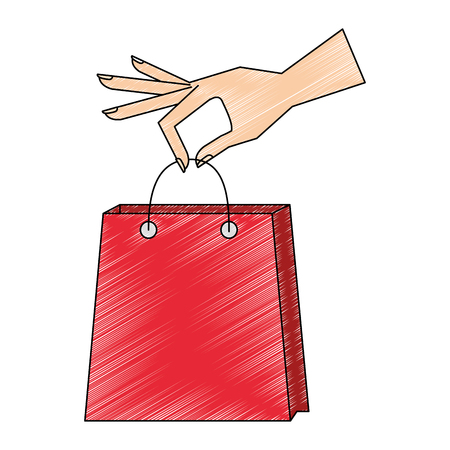 hand with shopping bag commercial icon vector illustration designのイラスト素材