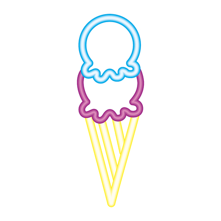ice cream scoop delicious neon design vector illustrationのイラスト素材