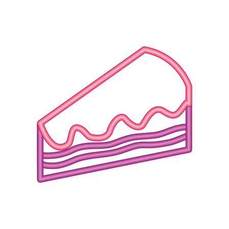 neon sweet piece cake birthday tasty vector illustrationのイラスト素材