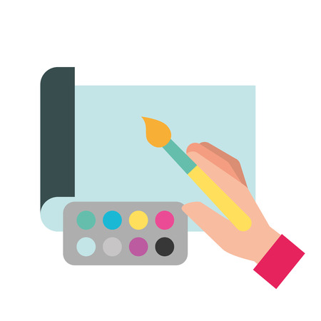 graphic designer hands with brush color painting vector illustrationのイラスト素材