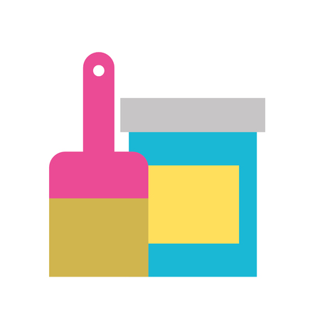 artistic color bucket and brush tool vector illustrationの写真素材