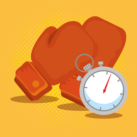 boxing gloves and chronometer vector illustration designのイラスト素材