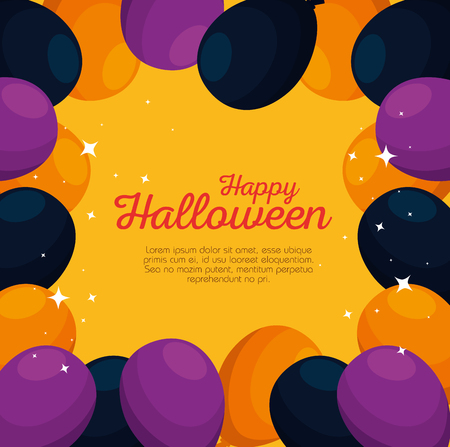 halloween card with balloons party decoration vector illustration designのイラスト素材