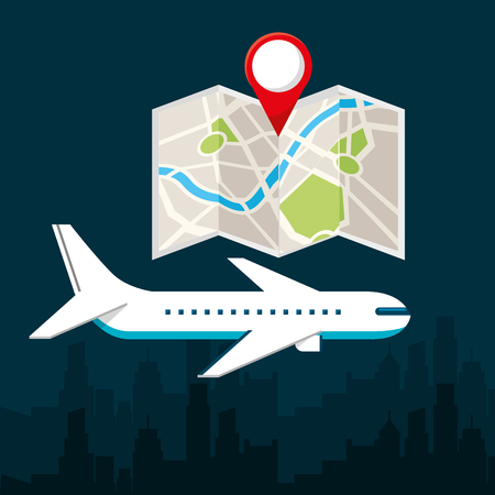 gps navigation transportation map airplane location vector illustrationのイラスト素材
