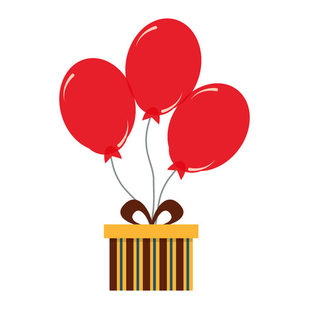birthday gift box with red balloons decoration vector illustrationのイラスト素材