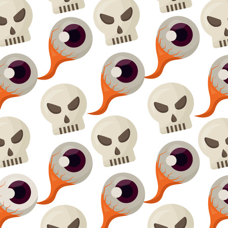 halloween eye and skull icon pattern vector illustration designのイラスト素材