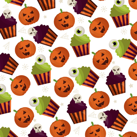 happy halloween icons pattern vector illustration designのイラスト素材