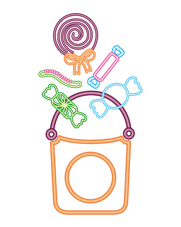 basket halloween with candies isolated icon vector illustration designのイラスト素材