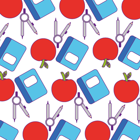 notebook school with apple fruit pattern vector illustration designのイラスト素材