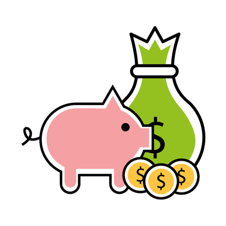 bag and piggy money isolated icon vector illustration designのイラスト素材