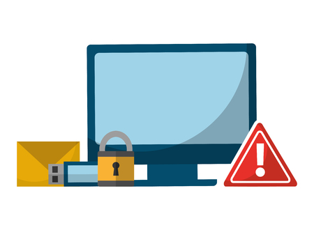 computer alert sign danger virus data security vector illustrationのイラスト素材