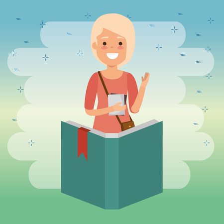 teacher woman with book vector illustration designのイラスト素材