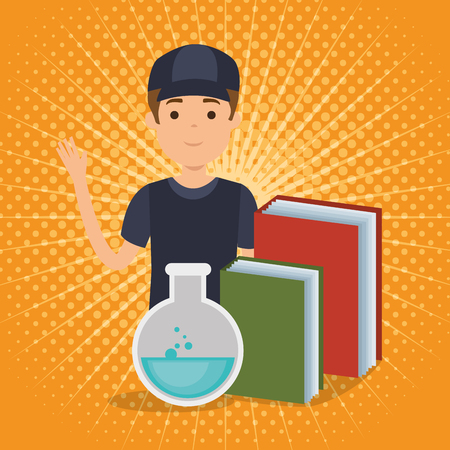 young student with books vector illustration designのイラスト素材