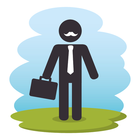 businessman with nportfolio silhouette vector illustration designのイラスト素材