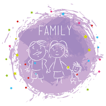 happy family members drawing vector illustration designのイラスト素材