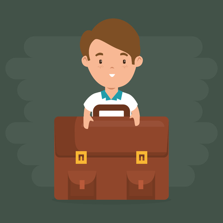 little boy with schoolbag vector illustration designのイラスト素材