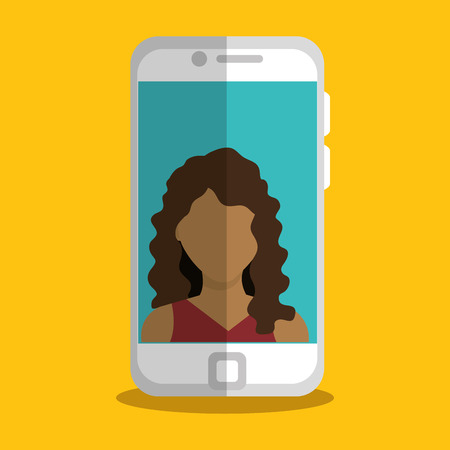 smartphone with woman character vector illustration designのイラスト素材