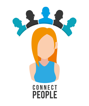 woman with connect people vector illustration designのイラスト素材