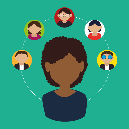 woman with connect people vector illustration designのイラスト素材