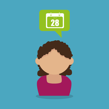 woman with speech bubble and calendar vector illustration designのイラスト素材
