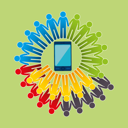 community with smartphone connected vector illustration designのイラスト素材