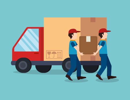 delivery service workers characters vector illustration designのイラスト素材