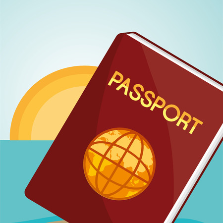 beach landscape with passport vector illustration designのイラスト素材