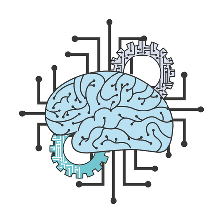 artificial intelligence breain gears circuits innovation vector illustrationのイラスト素材