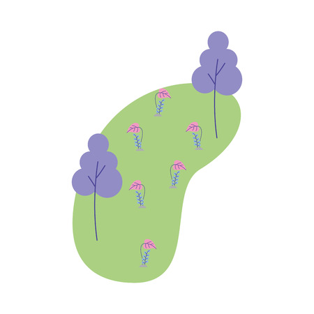 landscape nature trees flowers decoration vector illustrationのイラスト素材