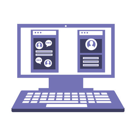 desktop computer with web page isolated icon vector illustration designの写真素材