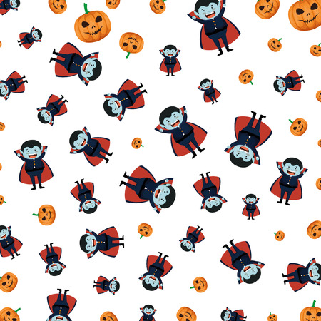 boy dressed up as a halloween dracula pattern vector illustration designのイラスト素材