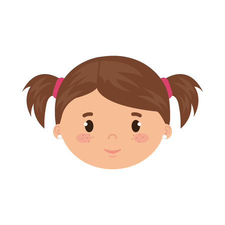 cute and little girl head character vector illustration designのイラスト素材