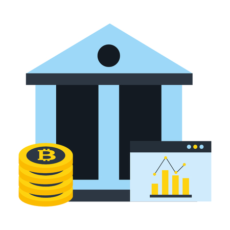 business bank bitcoin cryptocurrency statistics web report vector illustrationのイラスト素材