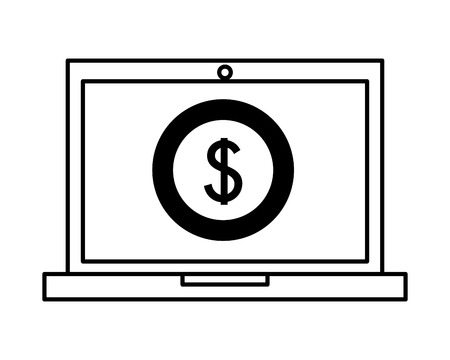 laptop computer dollar coin money vector illustrationのイラスト素材