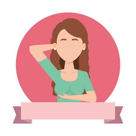 woman doing breast self examination with ribbon vector illustrationのイラスト素材