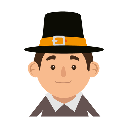 pilgrim man character icon vector illustration designのイラスト素材