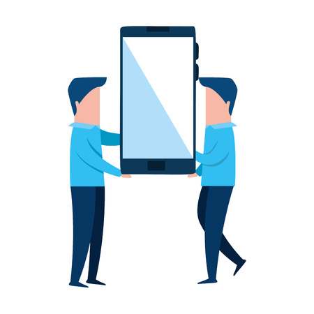 teamwork with smartphone device vector illustration designのイラスト素材